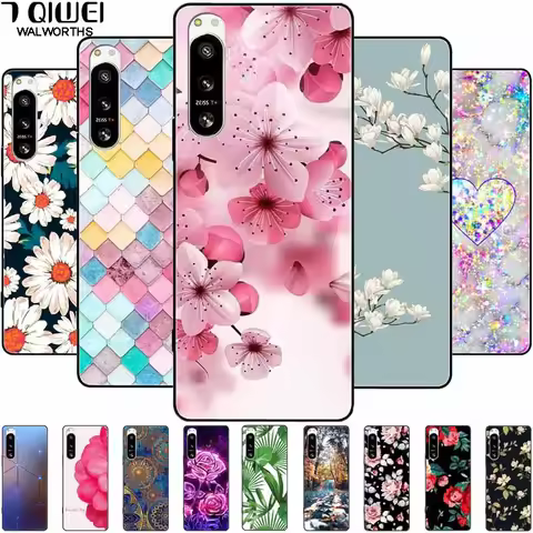For Sony Xperia 5 IV / 1 IV Case 10IV Soft Silicone Flower Phone Back Cases For Sony Xperia 10 IV V 