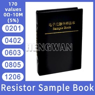 0402 0603 0805 1206 5% Buku Contoh Perintang Cip SMD 0R-10M 170 Nilai Kit Rintangan SMT 100R 1K 10K 