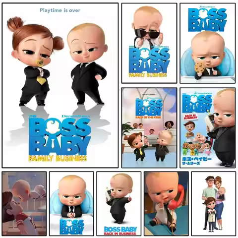1PC 1PC The Boss Baby Poster Self-adhesive Art Waterproof Paper Sticker Coffee House Bar Room Wall D