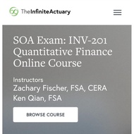 TIA Course SOA Exam INV-201 Quantitative Finance