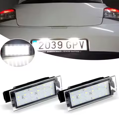 2PC SWhite LED Number License Plate Light For Renault Clio Laguna 2 Megane 3 Twingo Master Vel Satis