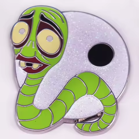 Maggot Corpse Bride Worm Halloween Theme Decoration Inspired Art Badge Fantasy Animated Movie Jewelr
