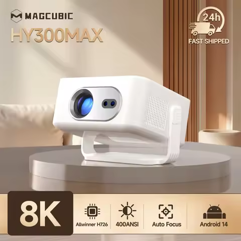 Magcubic Android 14 Auto Focus HY300Max Portable Projector 8K 400ANSI WiFi 6 Projector Support Full 