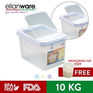 Elianware BPA Free Rice Dispenser Food Storage Container Box (10kg) Free Measuring Cup Bekas Tong Beras E-252/R