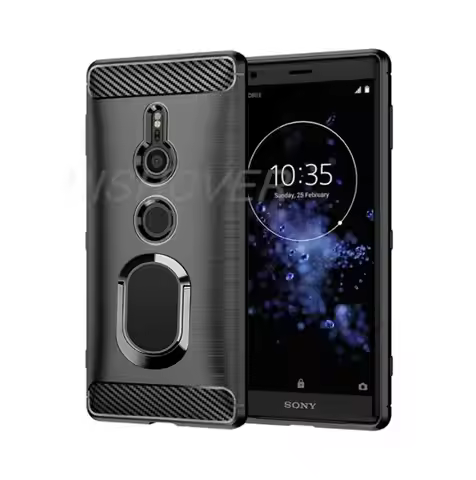 For Sony Xperia XZ2 Brushed Carbon Fiber Soft Silicone Phone Case For Sony Xperia XZ2 Compact Magnet