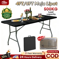 【WTHB】4FT 6FT Meja Lipat Foldable Table Heavy Duty Foldable Banquet Table Outdoor Event Catering Din