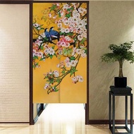 Chinese Flower Cotton Linen Bedroom Door Kitchen Partition Shower Half Panel Curtain Home Decoration