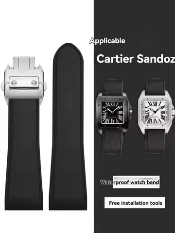 For Cartier Santos Santos Santos 100 Waterproof Rubber Watch with Santos Large Men's Waterproof Fluo