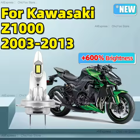 1Pc Motorcycle Bulbs 15000LM 6000K CSP CHip Headlight For Kawasaki Z1000 2003 2004 2005 2006 2007 20