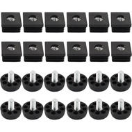 12Pcs Black Square Tube Insert Kits with Adjustable Feet for 1"x1" OD Square Pipe Tube