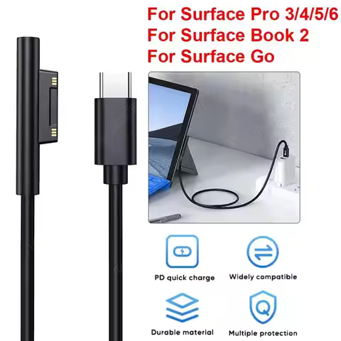 1.5m Charger Adapter PD Fast Charging Cable Cord USB C Power Supply for Surface Pro 3/4/5/6 for Surf