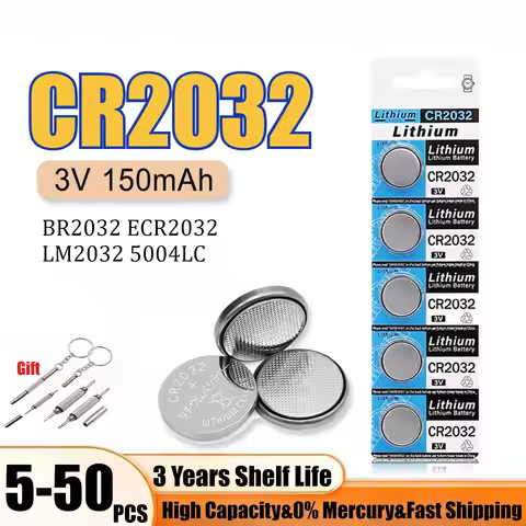 5-50Pcs CR2032 Lithium Button Battery 3V 150mAh For Car Key Remote Control Watch Electronic Weighing