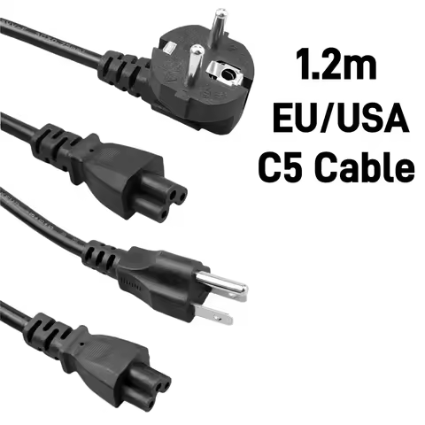 EU US Power Cable Cord IEC C5 Power Supply Cord AC Extension Cable For AC Adapters Laptop Notebook L