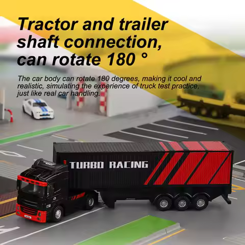 Turbo Racing C50 1:76 Full Proportional 4WD RC Semi-truck Tractor Trailer & P81 2.4Ghz 10Ch Control 