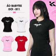 Babytee Women's Slim Fit T-shirt with Bat Pattern Bodycon 4-Way Stretch Cotton - Kuhess B11