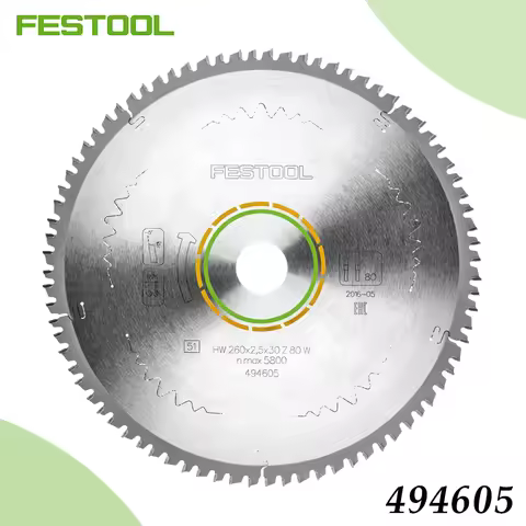 FESTOOL 494605 260mm Circular Saw Blade 80T/30mm Bore HW Carbide Tipped for Woodworking Fits Kapex M