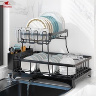 Dish Drying Rack Dish Drainer Organizer Metal Large Capacity 2 Tier Dish Rack Multifunctional SHOPSKC0518