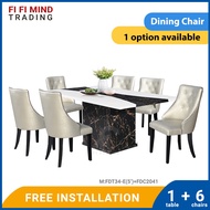 Trevor Marble Dining Set/ Marble Dining Table/ Meja Makan 6 Kerusi/ Meja Makan Marble/ Meja Makan Set