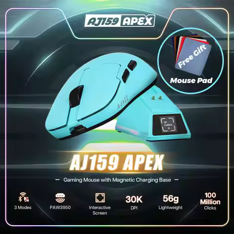 AJAZZ AJ159APEX 8K Ultralight Gaming Mouse With RGB Magnetic Screen Charging Dock PAW3950 Sensor 30K