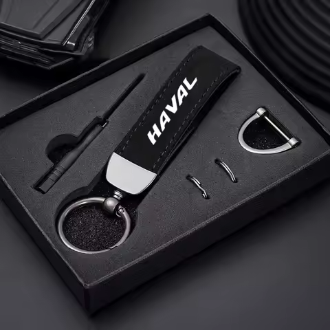 360 Degree Rotating Horseshoe Buckle Car Key Chain Rings Metal Leather Keychain For haval f7 h6 f7x 
