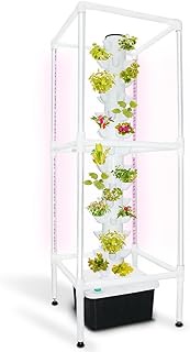 Garden Hydroponics Growing System 45 Pods Smart Garden Planter Vertical Hydroponics Tower with LED Timed Grow Light, Germination Aeroponics Growing Kit with Hydrating Pump,Adapter,Net PotsTimer