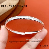 ✨【SFO】Pure Silver 999 Sparkling Disco Cut Cuff Bangle | 暴闪999.9足银手镯 16g