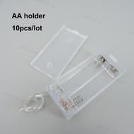 10pcs/lot  1.5v 2 port X AA AA Battery Holder Box Case with Switch 2 Slot 3V for DIY wire lead  SGH2
