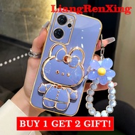 Casing OPPO Reno 7 5g oppo reno 7 4g phone case Softcase Electroplated silicone shockproof Protector  Cover new design Rabbit makeup mirror with holder for girls DDTHK01