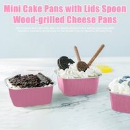 Square Aluminum Foil Trays Tin Foil Baking Pans 50pcs Square Mini Cake Pans with Lids Spoons Disposa