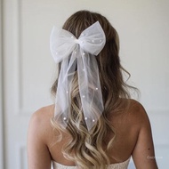 Crazy Bride Bows Headwear Veil Hair Clip Bridal Headpiece Headpiece Pearls Veil