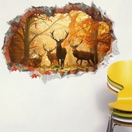 Diy Stiker Dinding Dengan Bahan Mudah Dilepas Gambar Pohon Rusa 3d Unt