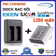 Combo Pin 1350 mAh + Dock Sạc Đôi Cho Mọi Camera Hành Trình Eken H9r SJCAM 4000 Amkov Camera 4k