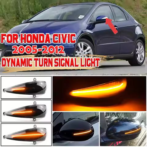 2pcs Dynamic Blinker For Honda Civic 8th MK8 Hatchback LED Turn Signal 3D 5D Light Side Mirror Lamp 