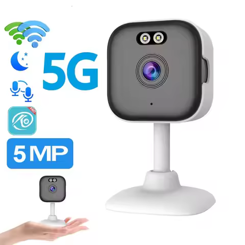 Mini 5G Wifi Camera 5MP Indoor 2.4G 1080P Two Way Talk Network Camera for Home Use CCTV AI Tracking