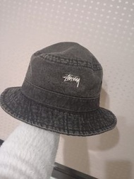 《正品》 Stussy 刺繡logo 牛仔灰 丹寧水洗漁夫帽
