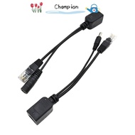 CHAMPIONO A Pair POE Cable, Centralized Black/White POE Splitter, Wire Adapter 12V POE Adapter