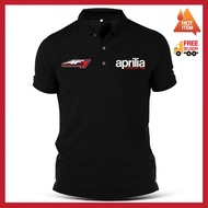 Aprilia Embroidery AF1 Racing Casual MotoGP Motorcycle Polo T Shirt Kolar Baju Unisex Cotton T-Shirt