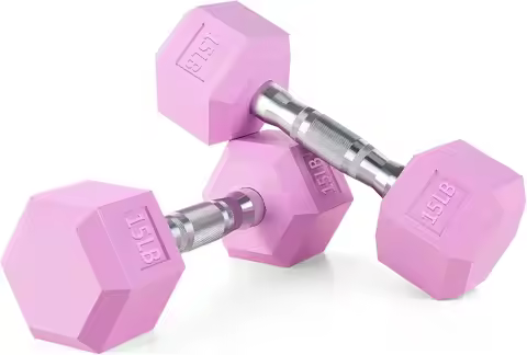 Weights Dumbbells Pink Colors Compatible with Set of 2 Neoprene/Rubber Dumbbells,15 LB, Anti-Slip, A