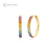Maison de Jewels - Rainbow Classic Pave Hoops ต่างหูเงิน ทอง พลอยสีรุ้ง ต่างหูห่วง