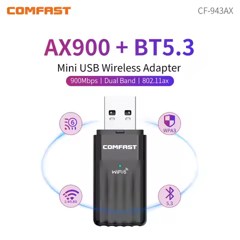 COMFAST USB WiFi Bluetooth5.3 Adapter AX900 WiFi 6 USB Adapter Free-Drive 2.4G&5GHz 900Mbps Wireless