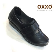 OXXO รองเท้าคัชชูส้นเตี้ย รองเท้าเพื่อสุขภาพหนังนิ่ม ส้นเตารีด รองเท้าสามารถปรับระดับได้ พี้นสูง2นิ้ว ใส่สบายเท้า X11707
