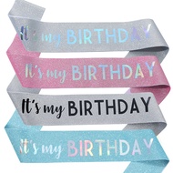 Elastic cloth glitter etiquette belt It's my BIRTHDAY shoulder strap birthday girl belt party decora