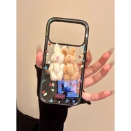 Cute Transparent Bottom Full Screen Floral Plush Rabbit Suitable for ihone17promax15pro Phone Case 1