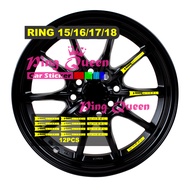 12PCS STICKERS HSR WHEEL RIMS STICKERS HSR WHEEL RACING CAR RIMS RING 15 16 17 18