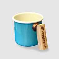 Truvii 檜木把手雙色琺瑯杯 露營杯 - 湖水藍