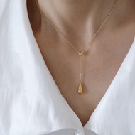 Ht Simple Cool Style Titanium Steel Non-Fading Water Drop Pendant Necklace Female Fashion Stainless 