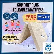Foldable High Density Foam Mattress + FREE Twinkle Pillow | 3 Fold | 2" | 3"| 4" Comfortplus series