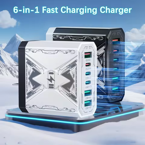 6-in-1 Fast Charger for iPhone 17/16/15 — Type-C Port / USB-C Charger
