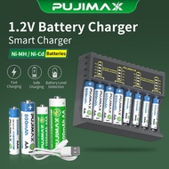 PUJIMAX NI-MH battery 1.2V rechargeable battery AAA/AA battery with 8slot LED battery charger