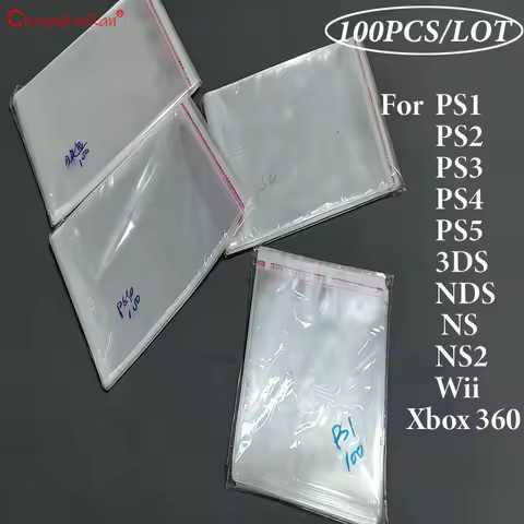 100PCS Game Disc Box Self-Adhesive Protective Bags For PS1 2 3 4 5 NS NS2 Wii Xbox360 3DS NDS Moistu